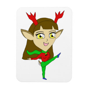 Imán chica de renos bailadores de chibi