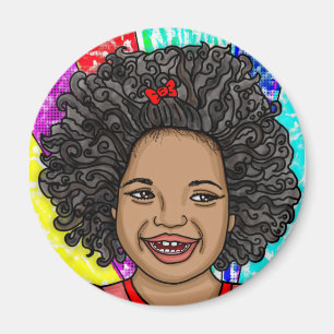 Imán Chica de risas del arte pop de Happy Curls
