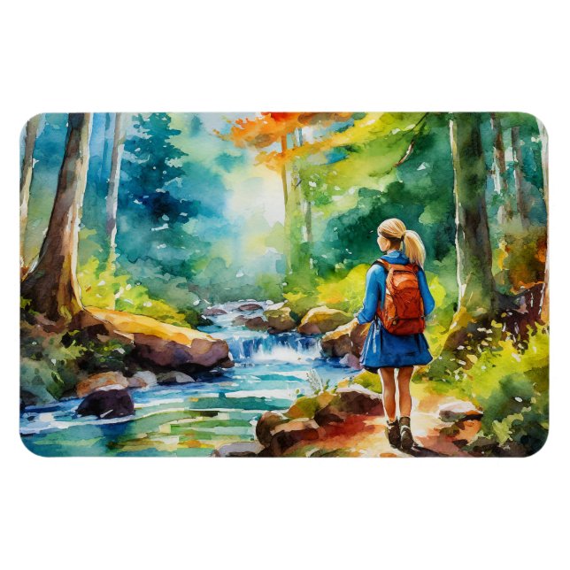 Imán Chica de senderismo (Horizontal)