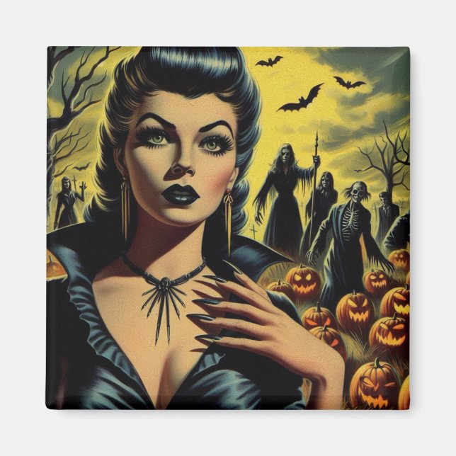 Imán Chica de vampiros retro (Frente)