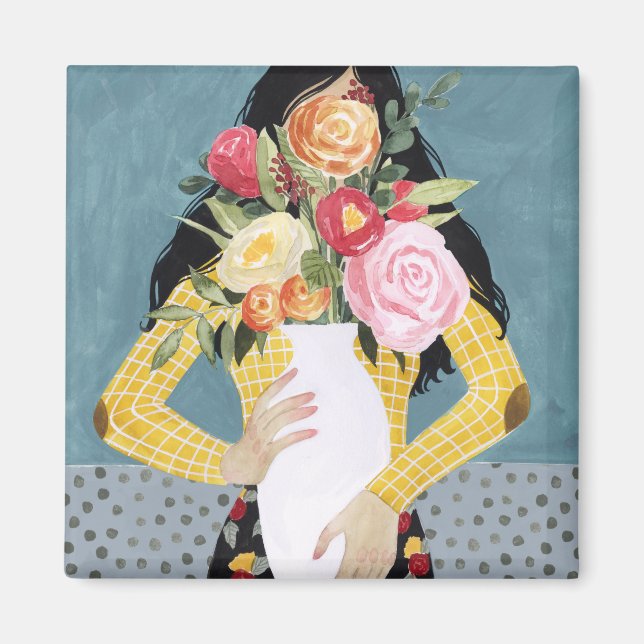 Imán Chica de vara de flores (Frente)