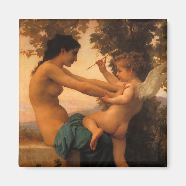 Imán Chica defendiéndose contra cupido de Bouguereau (Frente)