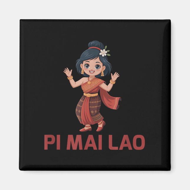 Imán Chica del Año Nuevo Laos Pi Mai Lao (Frente)
