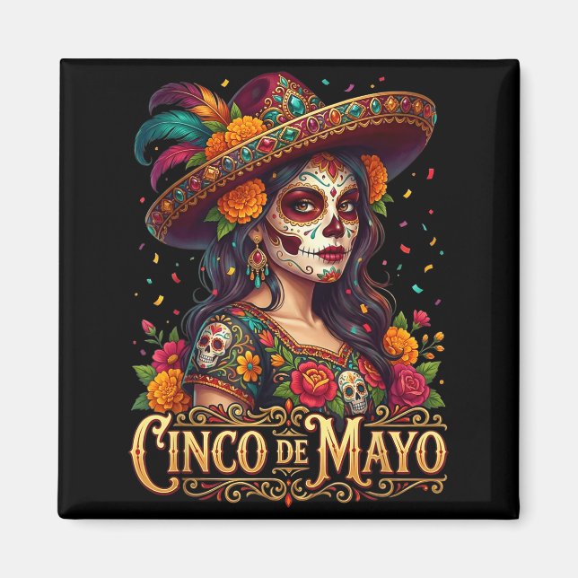 Imán Chica del cinco de mayo fiesta mexicana 5 de mayo  (Frente)