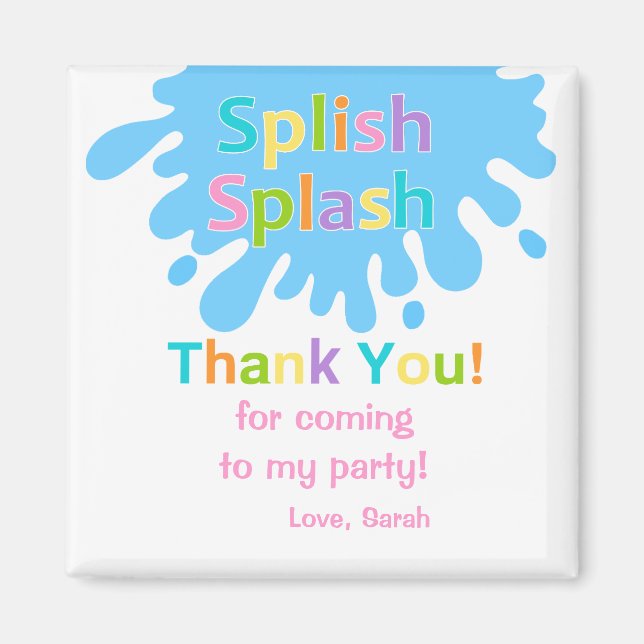 Imán Chica del Fiesta del grupo Splish Splash Gracias M (Frente)