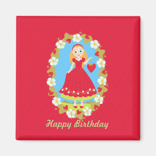 Imán Chica del partido de cumpleaños Strawberry