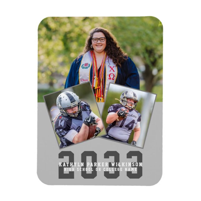 Imán Chica deportivo moderno negrita Graduación de guió (Vertical)