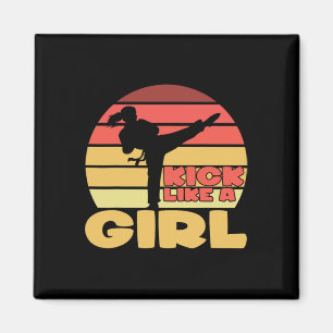 Imán Chica Divertida Chica Kickboxing Chica Karate Arte