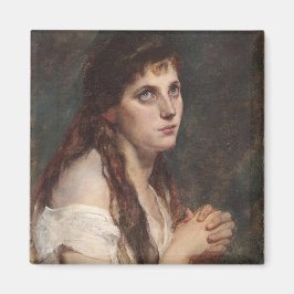 Imán Chica elegante con manos dobladas (arte vintage)