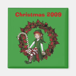 Imán Chica Elf En Feriado De Navidades De La Guerra