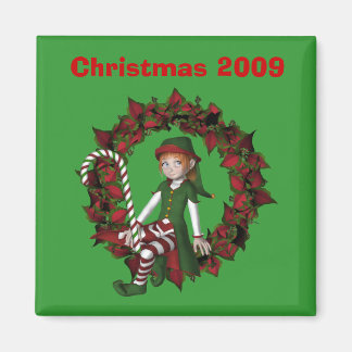 Imán Chica Elf En Feriado De Navidades De La Guerra