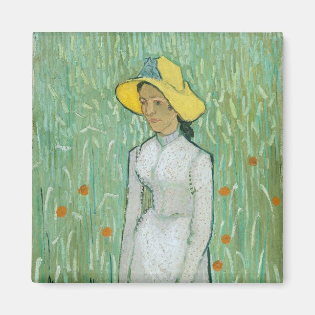 Imán Chica en blanco por Vincent van Gogh (Frente)