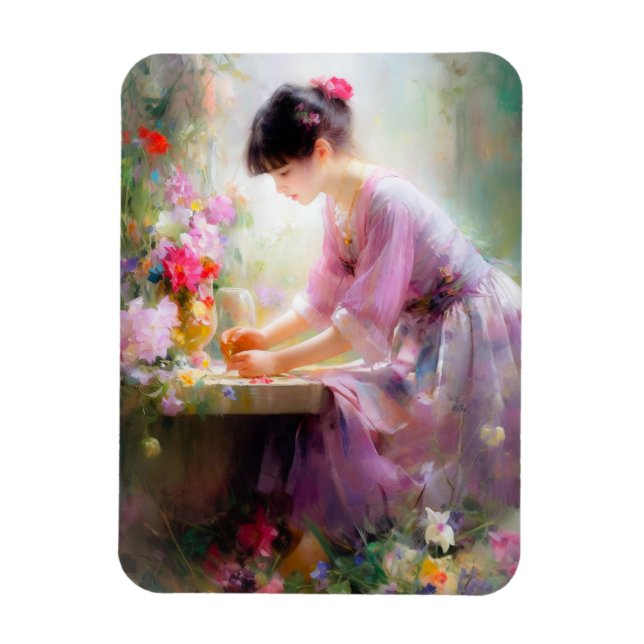 Imán Chica en el Jardín de las Flores (Vertical)