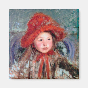 Imán Chica en una gran Gorra roja, Mary Cassatt