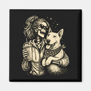 Imán Chica Esqueleto Genial Con Perro - Amante De Masco