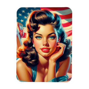 Imán Chica estadounidense retro bello