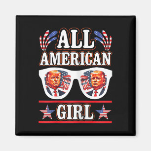 Imán Chica estadounidense Retro Love Heart Trump Estado