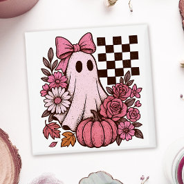 Imán Chica fantasma de coqueta rosa retro con Bow Hallo