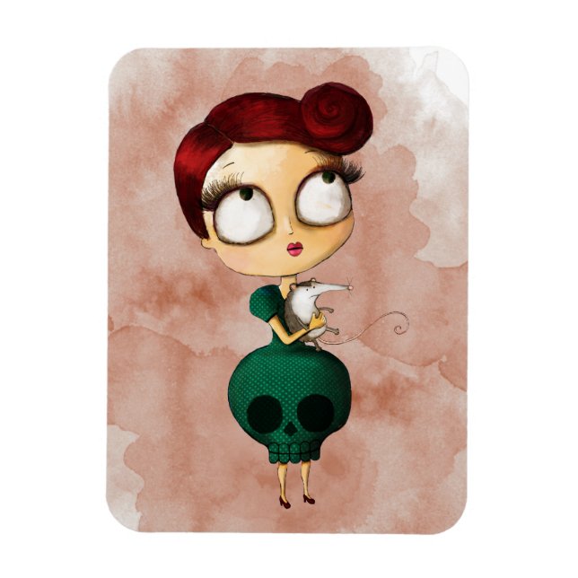 Imán Chica fantasmal con Opossum (Vertical)