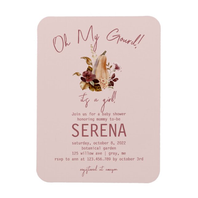 Imán Chica Floral de Boho Fall - Baby Shower Photo Magn (Vertical)