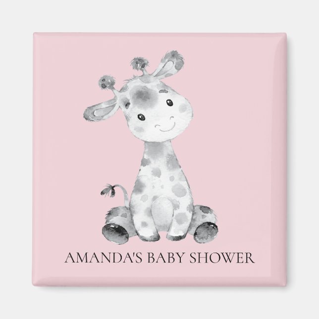 Imán Chica Giraffe Baby Shower Favor Magnet (Frente)
