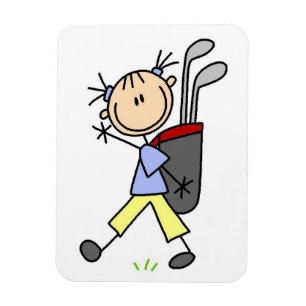 Imán Chica Golfista Con Bolsa y Palos