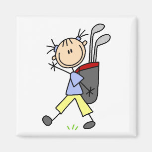 Imán Chica Golfista Con Bolsa y Palos