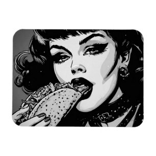 Imán Chica gótica de estilo gráfico BW de los 50 comien