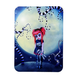 Imán Chica gótica voodoo muñeca y espeluznantes viñas
