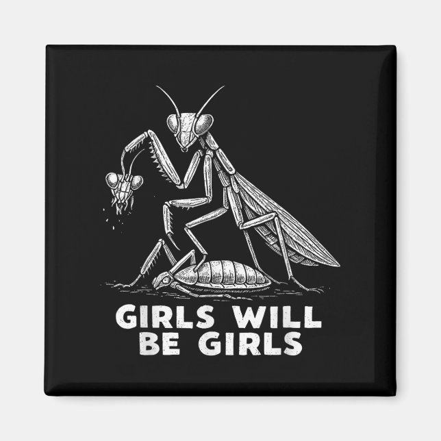 Imán Chica gracioso serán Chicas rezando a Mantis Tee (Frente)
