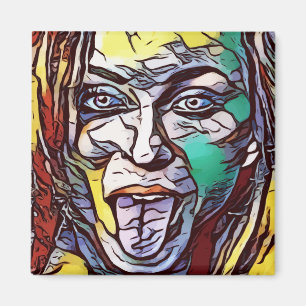 Imán Chica Graffiti Pintura arte cara a cara