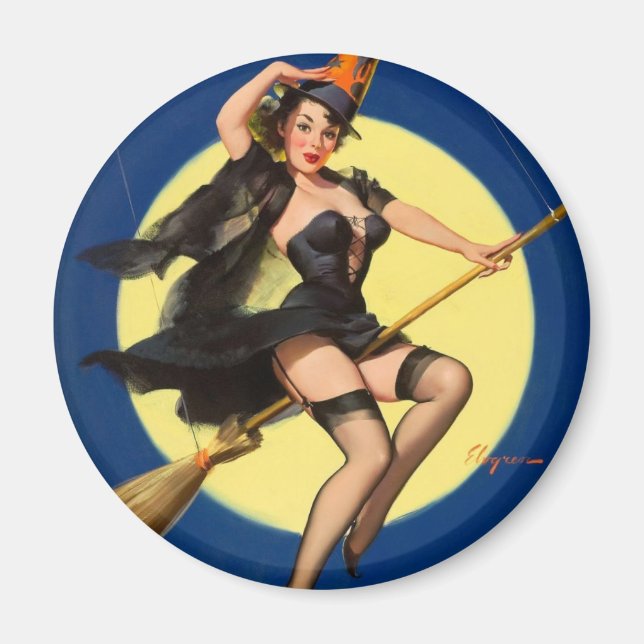 Imán Chica Halloween Witch Pin Up (Frente)