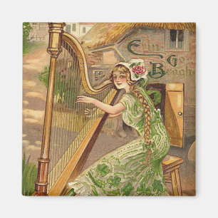 Imán Chica Harp Rosa Shamrock Erin Go Braugh