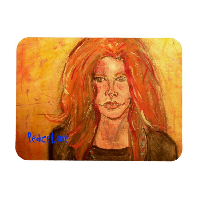 Imán chica hippie PazAmor (Horizontal)