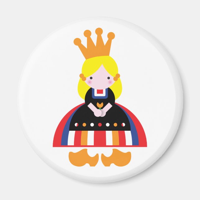 Imán Chica holandés en el día de la reina (Frente)