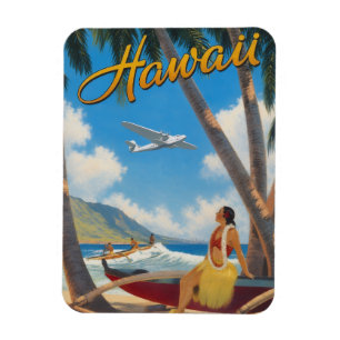 Imán Chica Hula Hawaiana Vintage Escape Paradisíaco Alo
