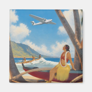 Imán Chica Hula Hawaiana Vintage Escape Paradisíaco Alo