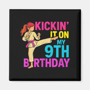 Imán Chica Karate Taekwondo Pateando Cumpleaños 9 Artes