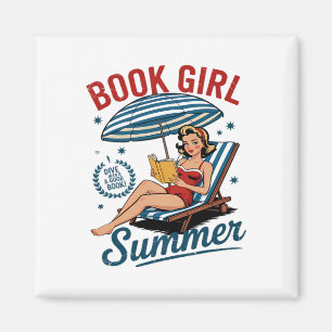 Imán Chica leyendo libro verano divertido vacaciones de