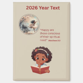 Imán Chica leyendo texto del año 2026