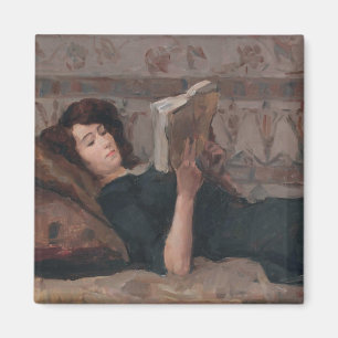 Imán Chica leyendo un libro (Reclinando en un Divan)