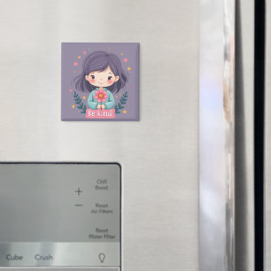 Imán Chica Linda Amable con Flor Arte Positivo