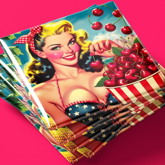 Imán Chica linda de cereza pin-up (Subido por el creador)