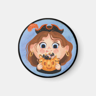 Imán Chica lindo con disfraz pirata de Halloween Candy 