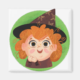 Imán Chica lindo con traje de bruja