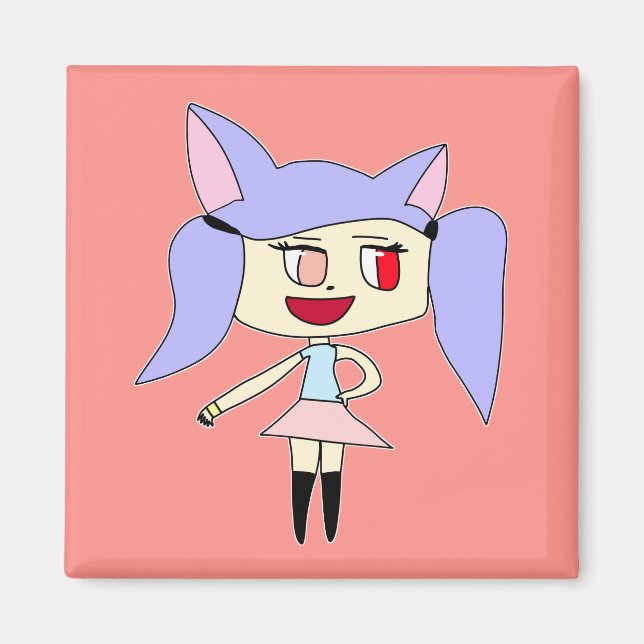 Imán Chica Lobo Pastel (Frente)