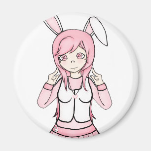 Imán Chica Lolita de Conejito Rosa