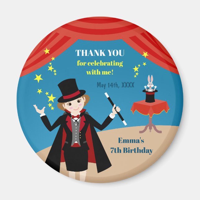 Imán Chica mago muestra fiesta de cumpleaños (Frente)