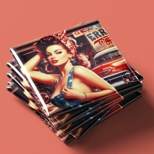 Imán Chica mecánico retro