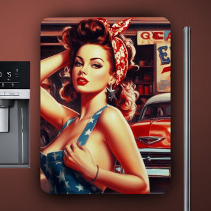 Imán Chica mecánico retro